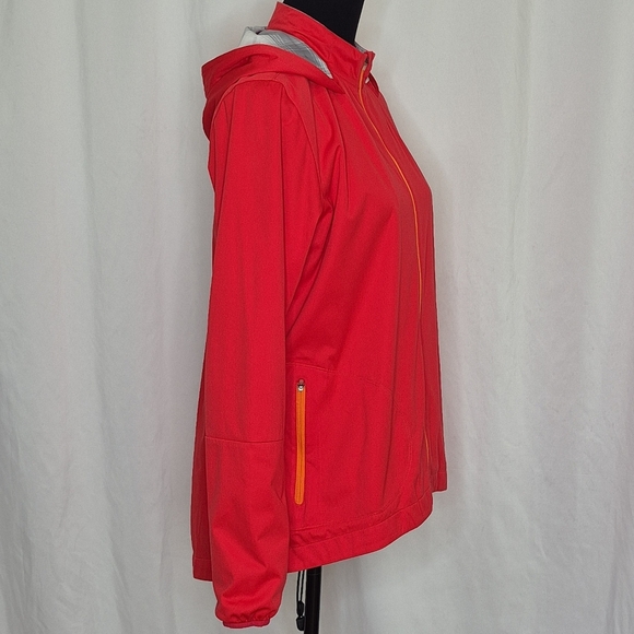 Nike Women's Hooded Windbreaker Light-Rain Jacket Red w/ Orange Accent - Size L - Picture 3 of 16